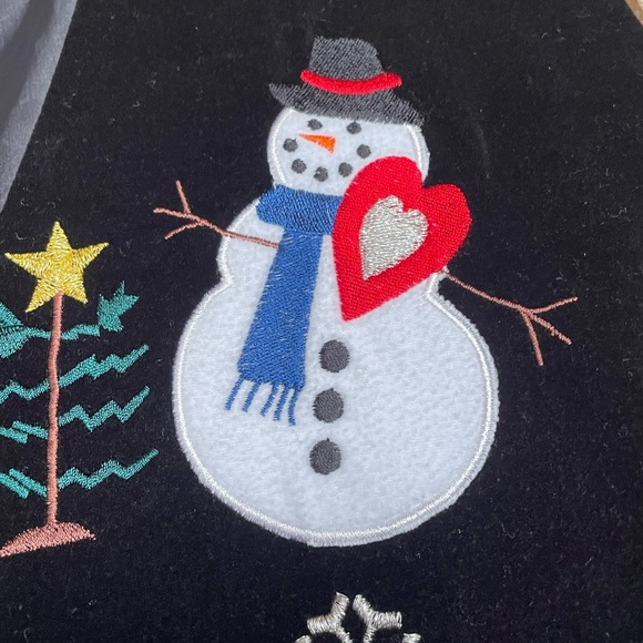 WESTBOUND Black Velvet Texture Snowman Christmas Holiday Vest Women’s Size XL - Picture 3 of 11